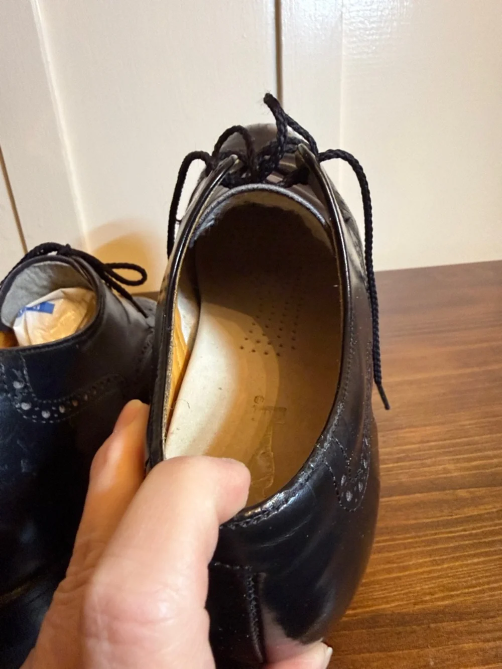 Men’s Florsheim Vintage Black Wingtip Oxford Shoes Leather USA 10.5 C